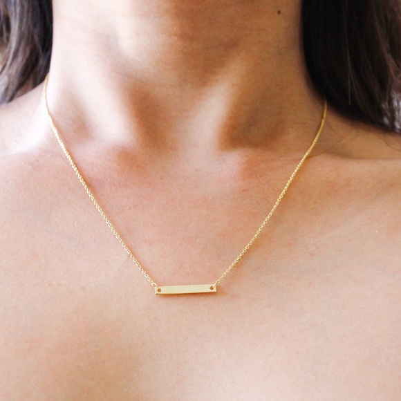 Mary & Heart Jewelry - 18k Gold Plated Bar Pendant Necklace